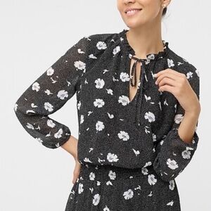 J. Crew Long Sleeve Tie Neck Dress